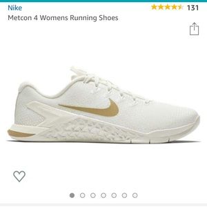 White and gold Nike Metcon sneaker 🤍💛👟💛🤍